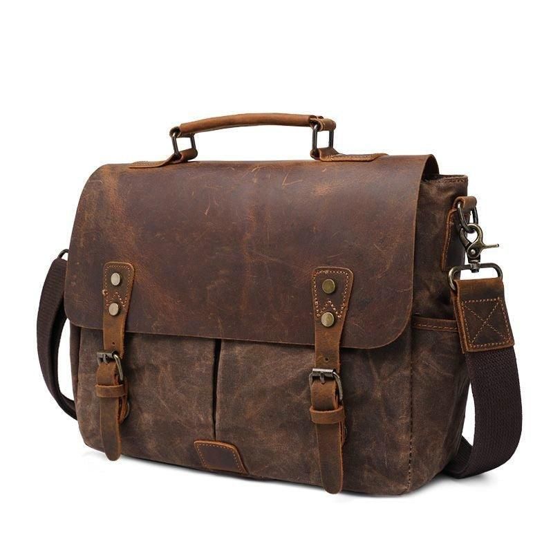 Sac Messager Toile Cirée Pour Homme Ordinateur Portable