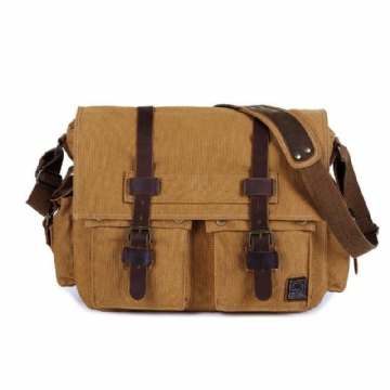 Sac Messager Toile Cirée Pour Ordinateur Portable Homme