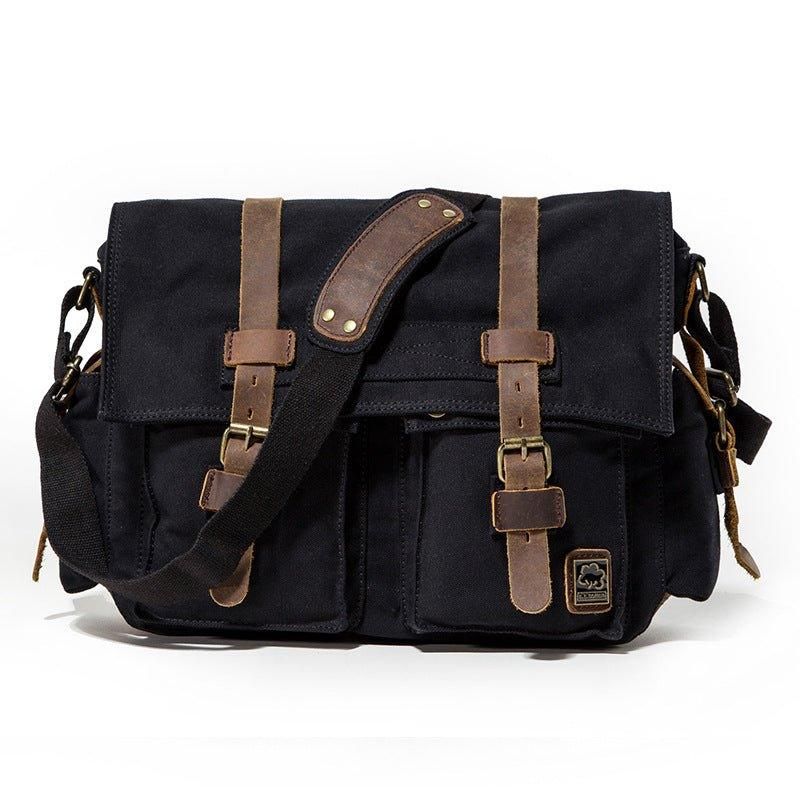 Sac Messager Toile Cirée Pour Ordinateur Portable Homme