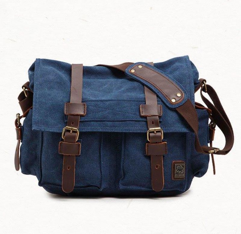 Sac Messager Toile Cirée Pour Ordinateur Portable Homme