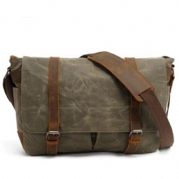 Sac Messager Toile Imperméable Pour Homme Ordinateur Portable 14 Pouces