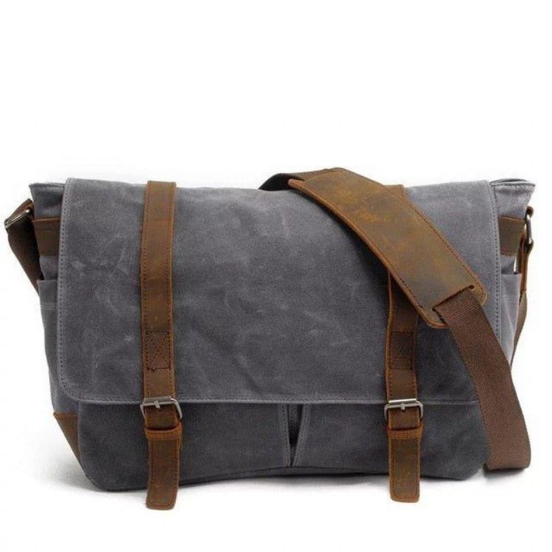 Sac Messager Toile Imperméable Pour Homme Ordinateur Portable 14 Pouces