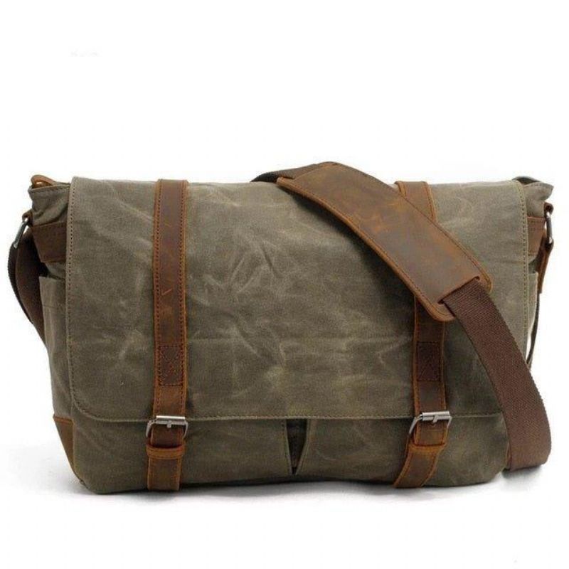 Sac Messager Toile Imperméable Pour Homme Ordinateur Portable 14 Pouces