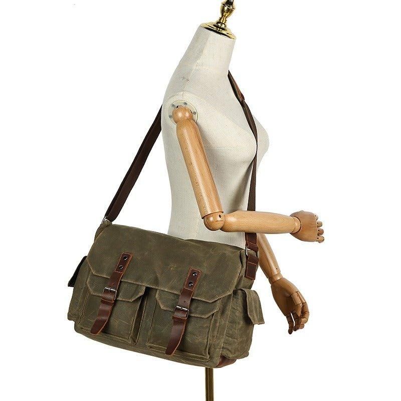 Sac Messager Toile Vintage Pour Ordinateur Portable