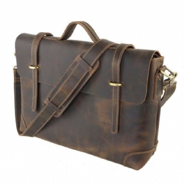 Sac Messager Vintage Cuir Pour Homme Ordinateur Portable 14 Pouces