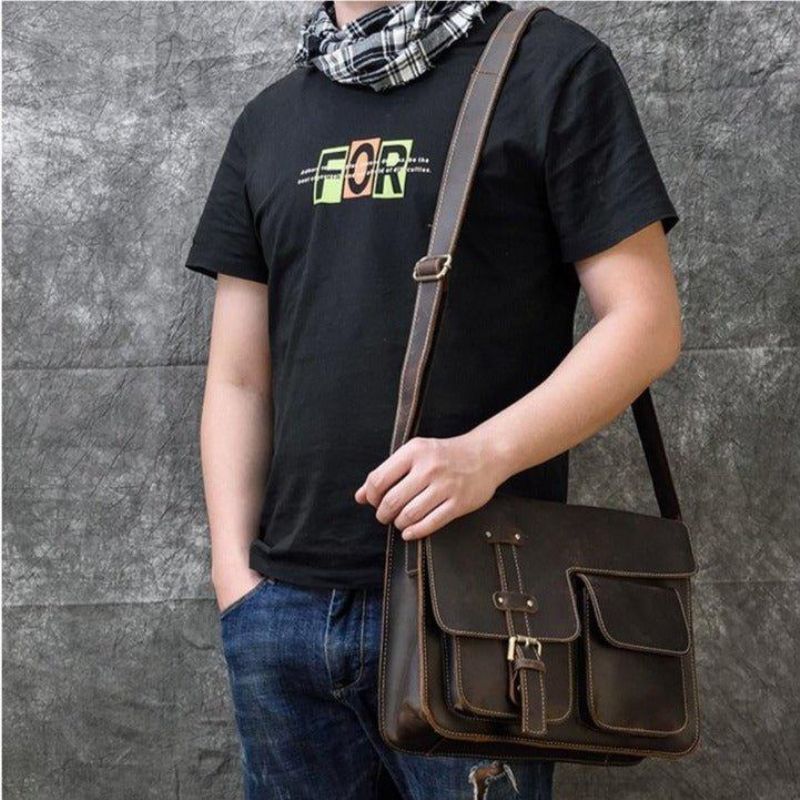 Sac Messager Vintage Cuir Italien Pour Hommes