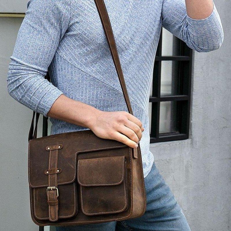 Sac Messager Vintage Cuir Italien Pour Hommes