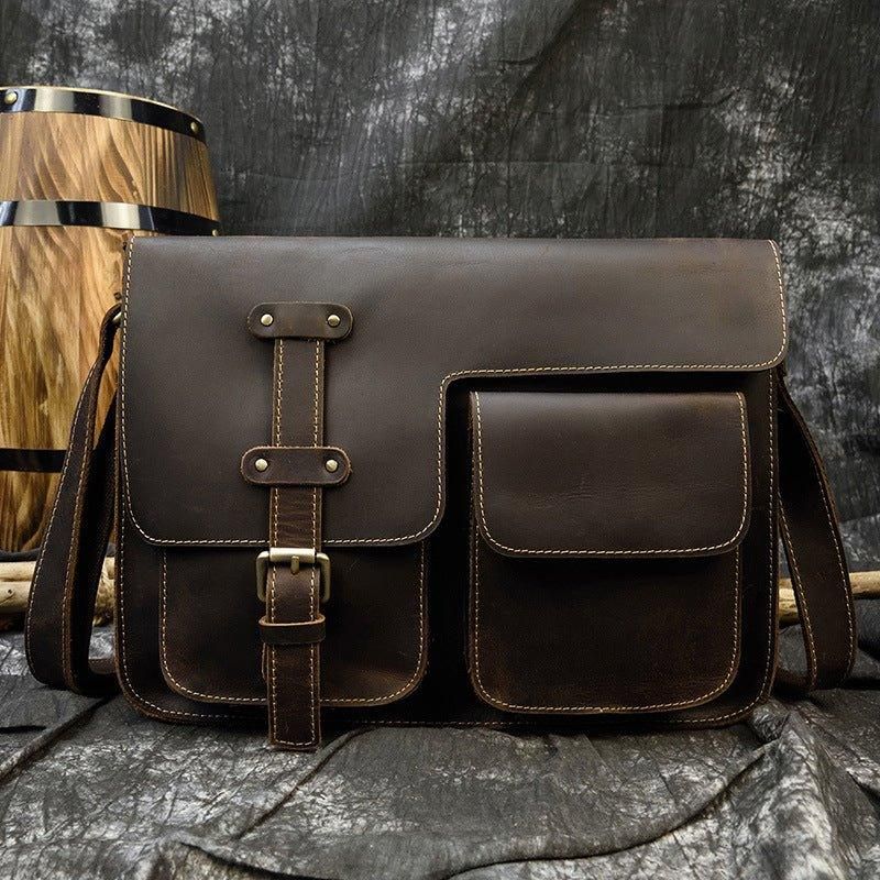 Sac Messager Vintage Cuir Italien Pour Hommes