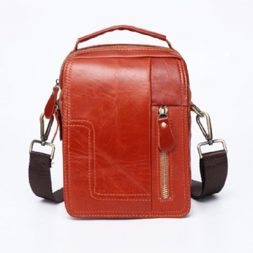 Sac Messager Vintage Cuir Rouge-marron Pour Homme