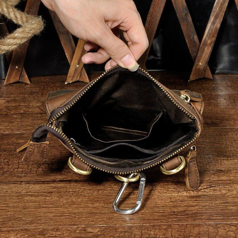 Sac Messager Vintage Cuir Véritable 8 Pouces