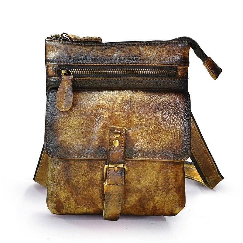 Sac Messager Vintage Cuir Véritable 8 Pouces