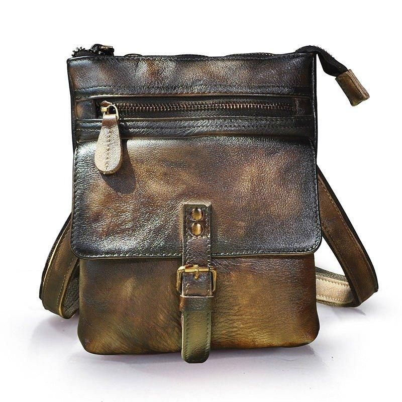 Sac Messager Vintage Cuir Véritable 8 Pouces