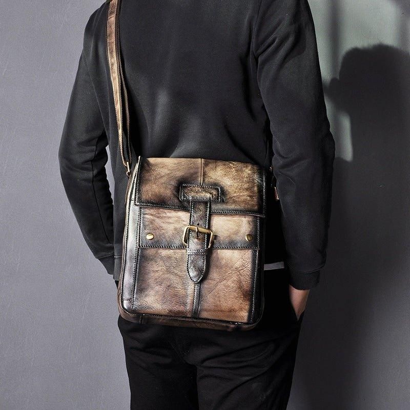 Sac Messager Vintage Cuir Véritable Pour Homme