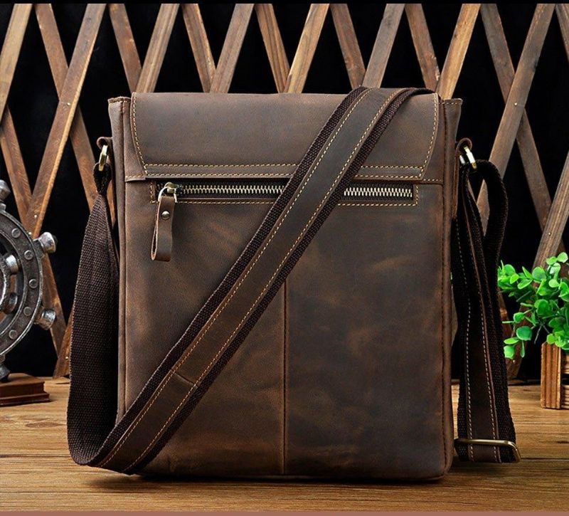 Sac Messager Vintage Cuir Véritable Pour Homme