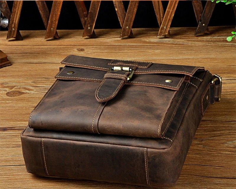 Sac Messager Vintage Cuir Véritable Pour Homme