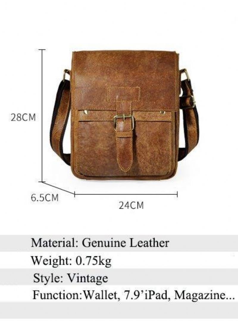 Sac Messager Vintage Cuir Véritable Pour Homme