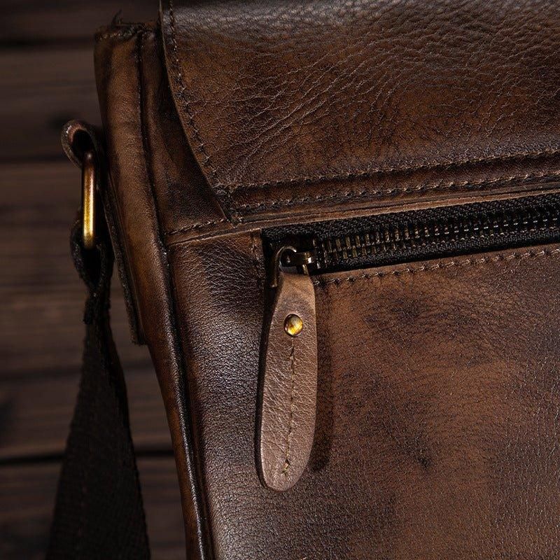 Sac Messager Vintage Cuir Véritable Pour Homme