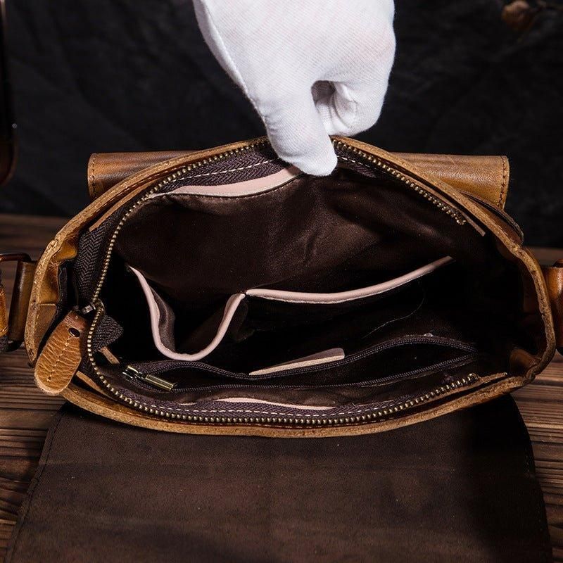 Sac Messager Vintage Cuir Véritable Pour Homme