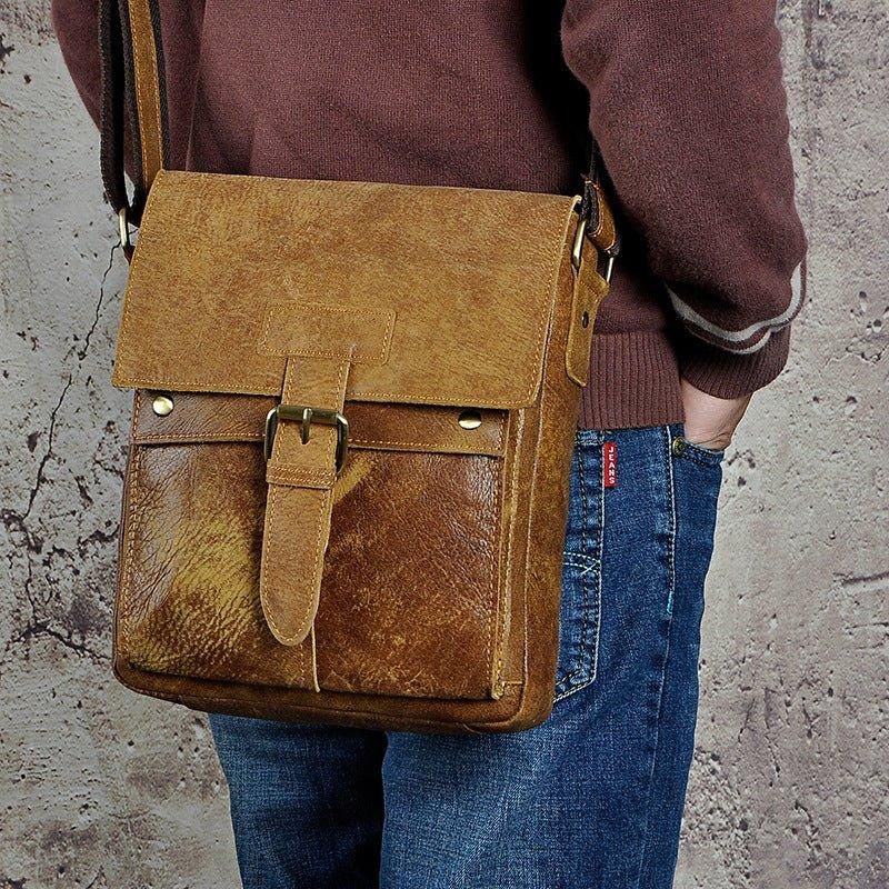 Sac Messager Vintage Cuir Véritable Pour Homme