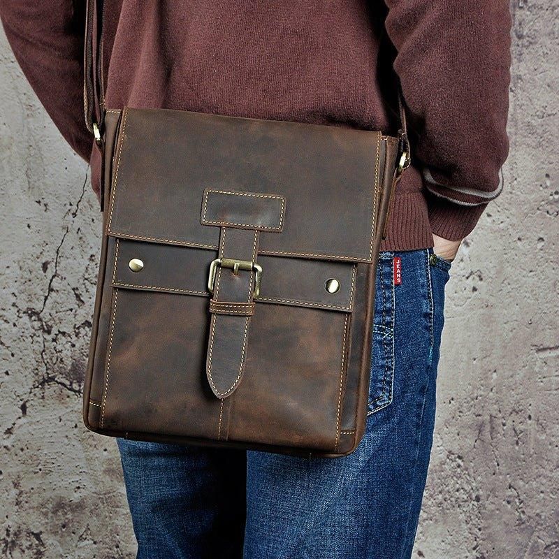 Sac Messager Vintage Cuir Véritable Pour Homme