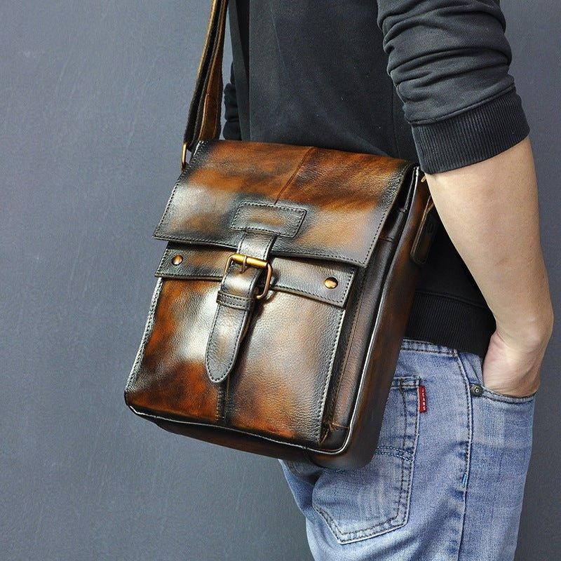 Sac Messager Vintage Cuir Véritable Pour Homme