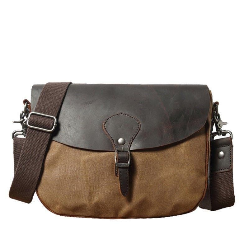 Sac Messager Vintage Pour Hommes Cuir Et Toile Ipad