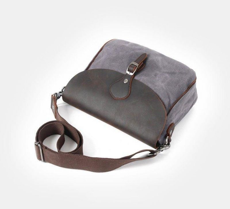 Sac Messager Vintage Pour Hommes Cuir Et Toile Ipad