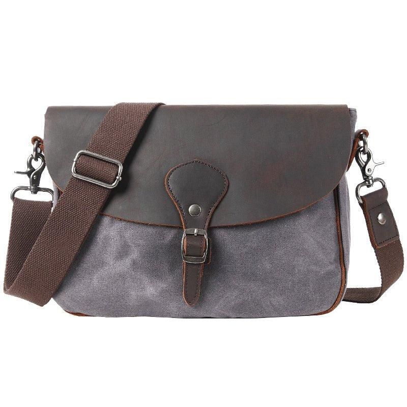 Sac Messager Vintage Pour Hommes Cuir Et Toile Ipad