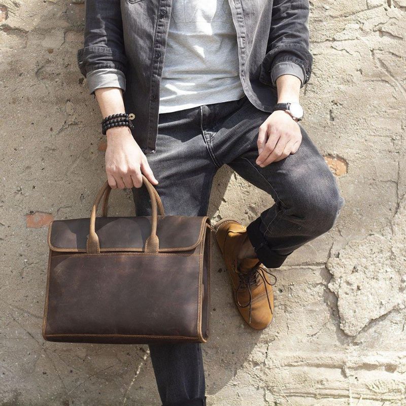 Sac D'ordinateur Portable Cuir Mince Pour Hommes