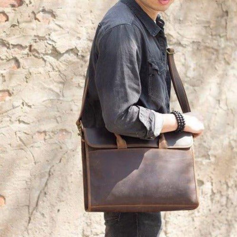 Sac D'ordinateur Portable Cuir Mince Pour Hommes