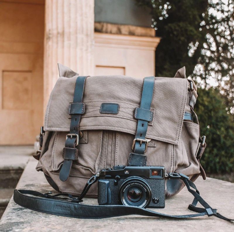 Sac Photo Toile Cuir Messager Vintage