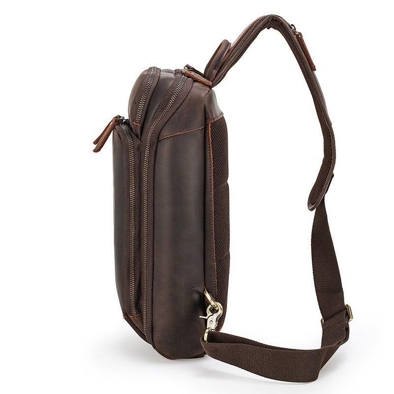 Sac Poitrine Cuir Pour Hommes À Bandoulière