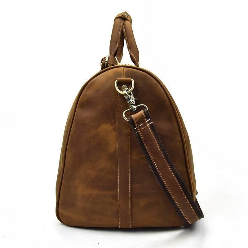 Sac Polochon Cuir Pour Hommes 22 Pouces Avec Poche À Chaussures