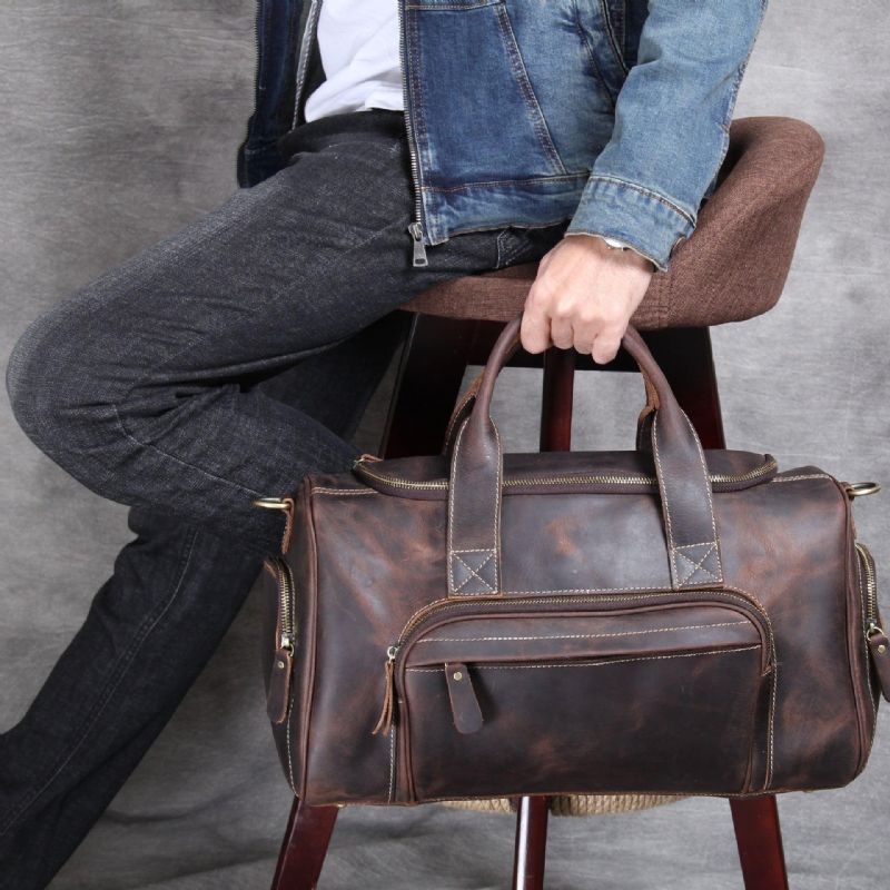 Sac Sport Cuir Avec Poches Pour Homme