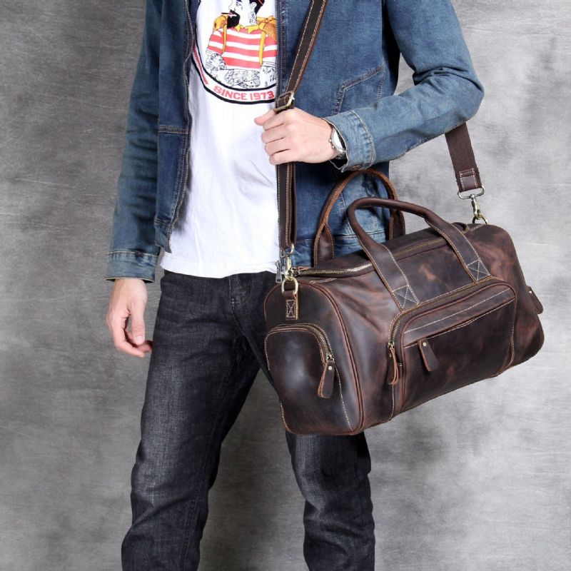 Sac Sport Cuir Avec Poches Pour Homme