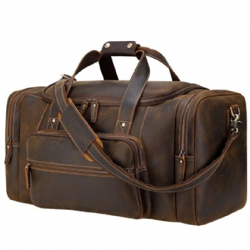 Sac Sport Cuir Marron Avec Poche Avant