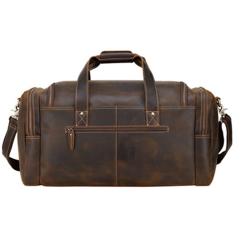 Sac Sport Cuir Marron Avec Poche Avant