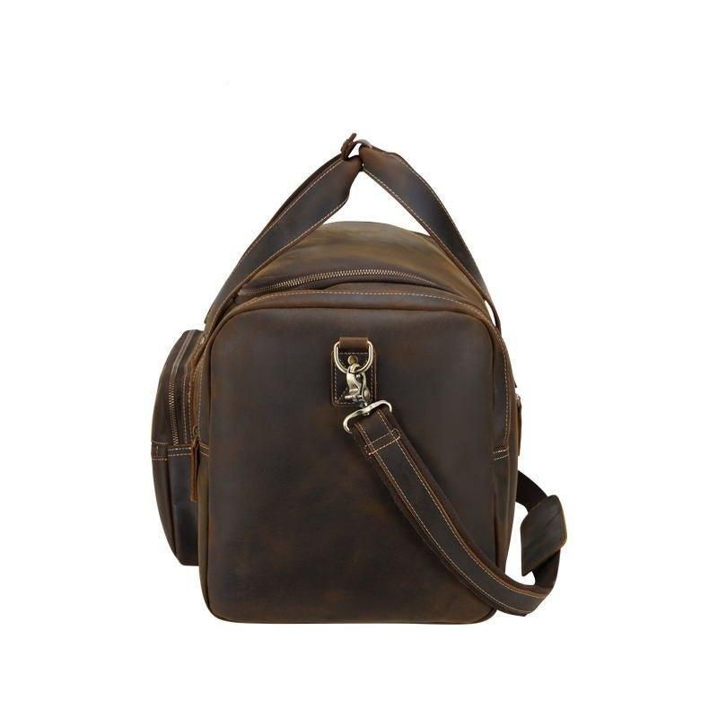 Sac Sport Cuir Marron Avec Poche Avant