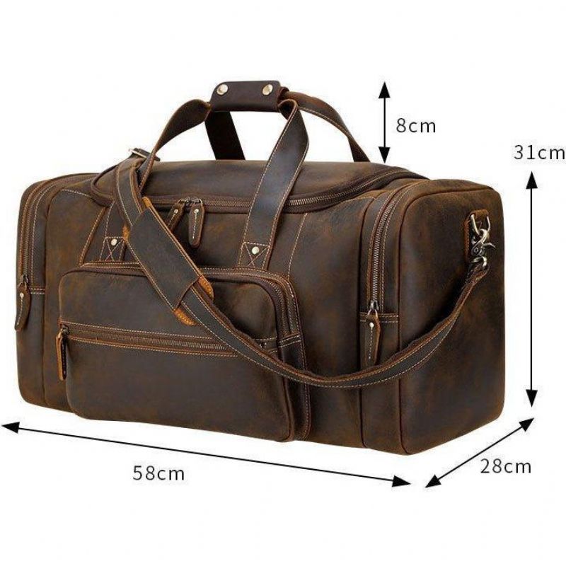 Sac Sport Cuir Marron Avec Poche Avant