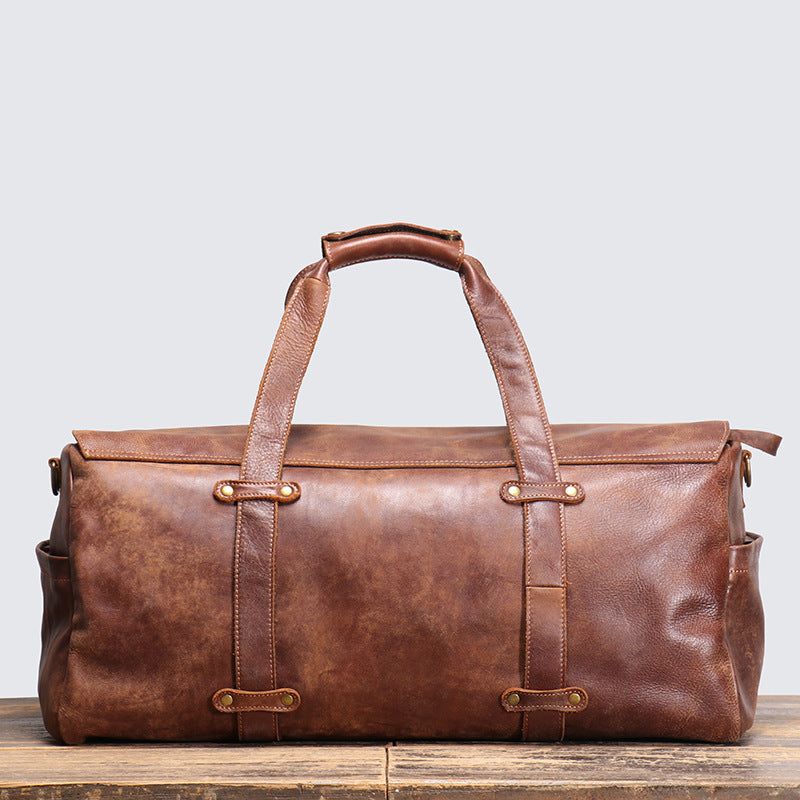 Sac Sport Cuir Vintage Weekender Pour Hommes