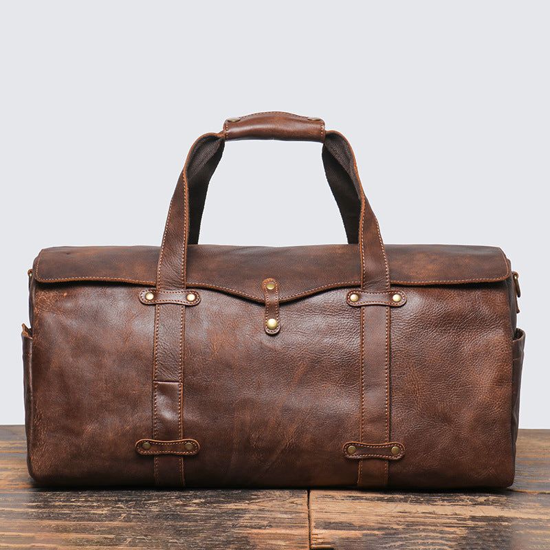 Sac Sport Cuir Vintage Weekender Pour Hommes