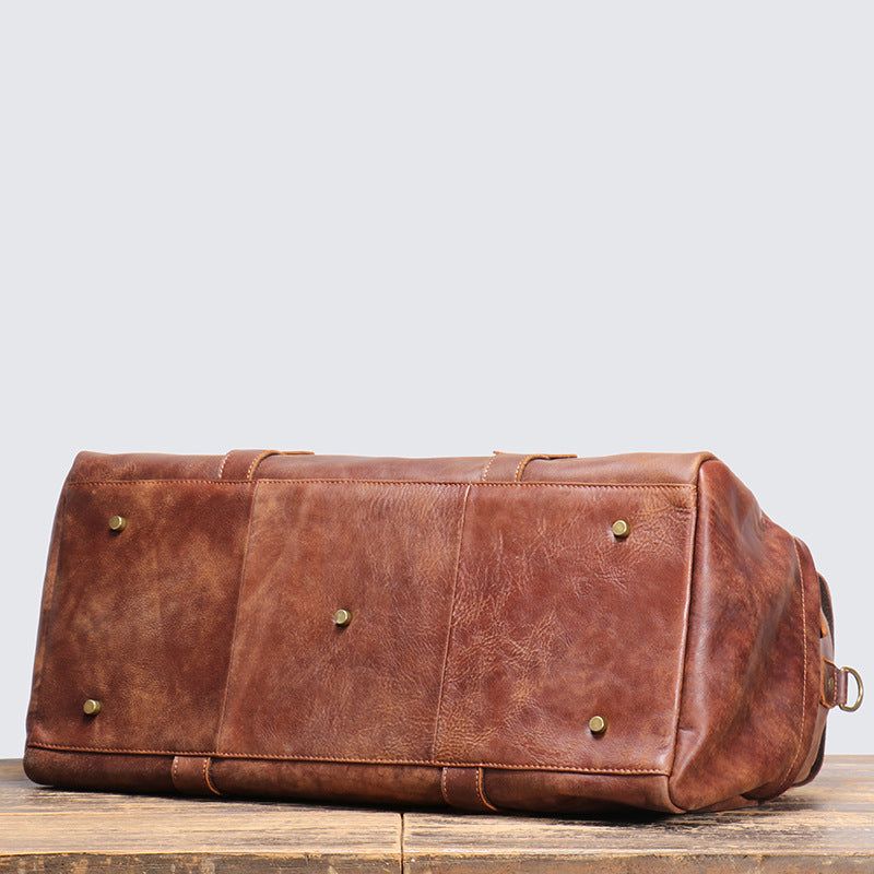 Sac Sport Cuir Vintage Weekender Pour Hommes