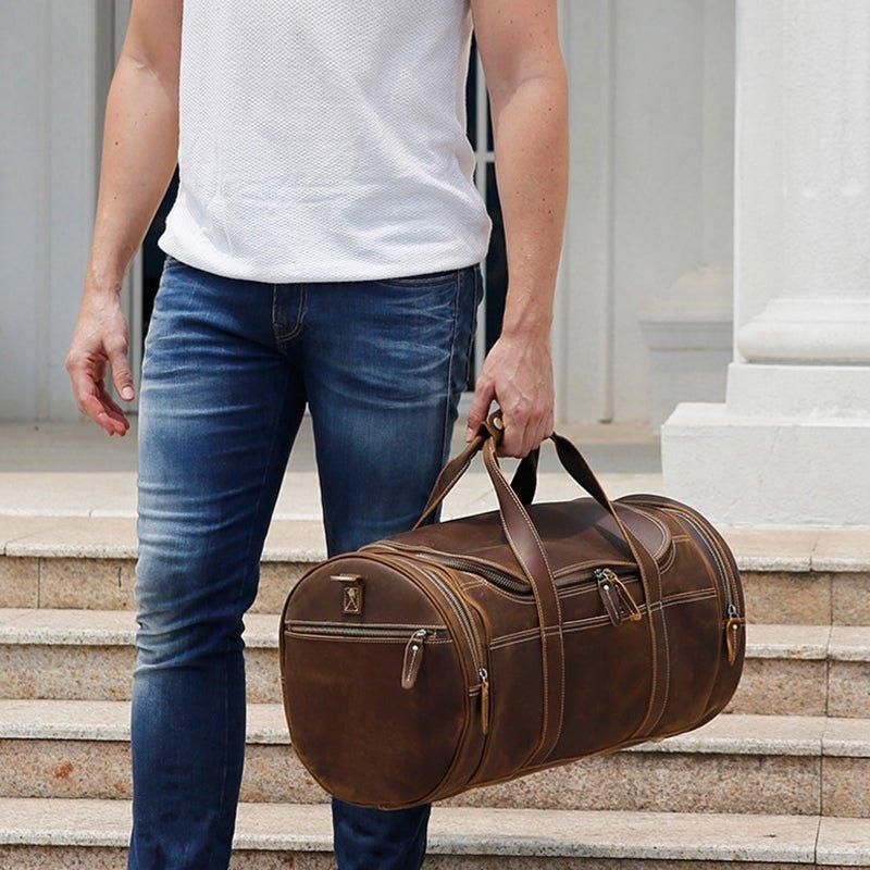 Sac Tonneau Cuir Marron