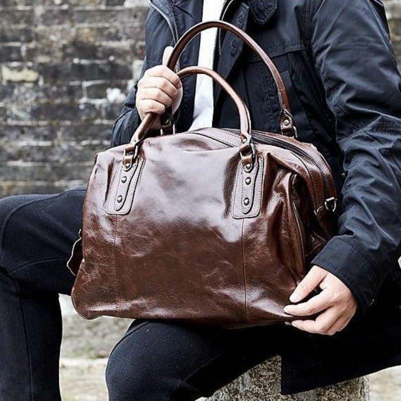 Sac Voyage Cuir Vintage Pour Hommes Et Femmes