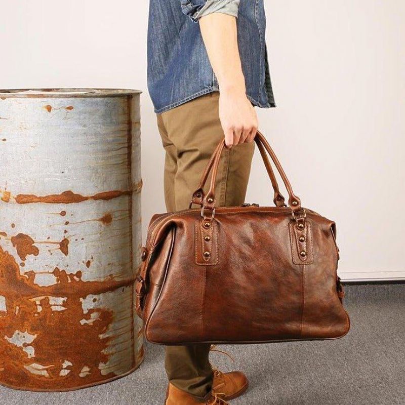 Sac Voyage Cuir Vintage Pour Hommes Et Femmes