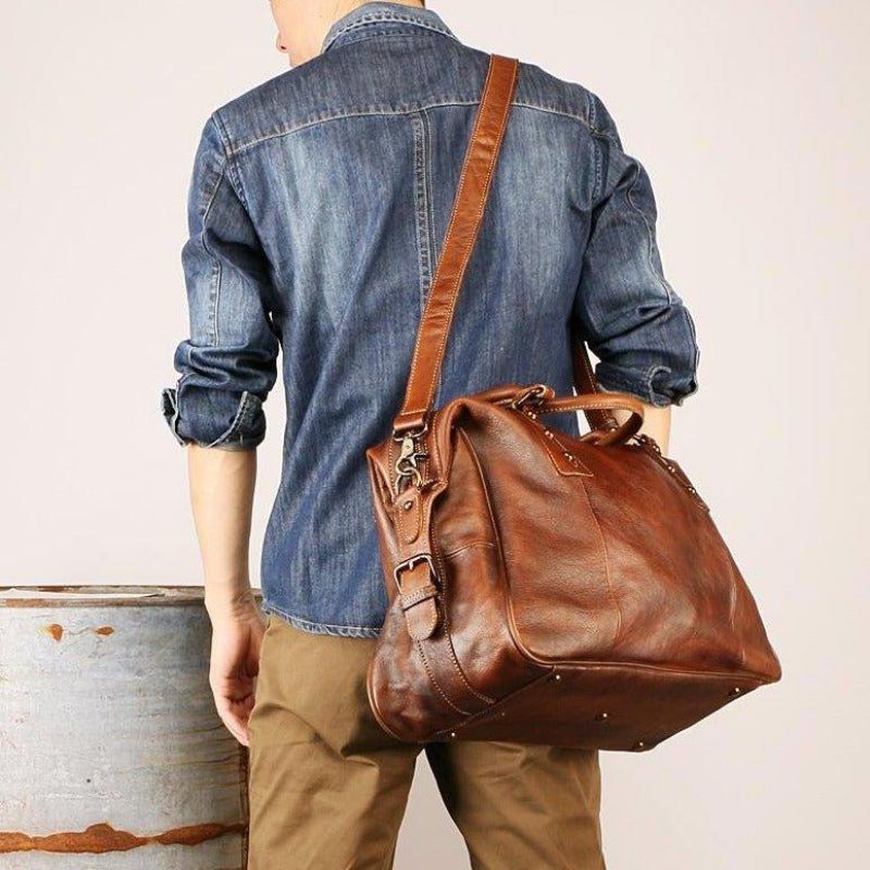 Sac Voyage Cuir Vintage Pour Hommes Et Femmes