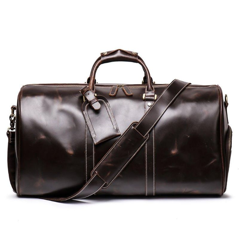 Sac Voyage Weekender Cuir Avec Compartiment À Chaussures