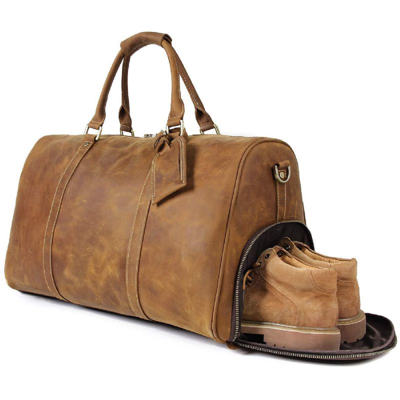 Sac Voyage Weekender Cuir Avec Compartiment À Chaussures