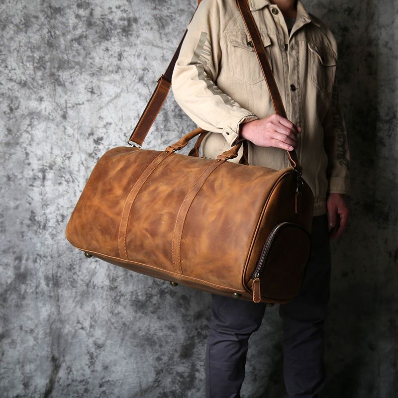 Sac Voyage Weekender Cuir Avec Compartiment À Chaussures