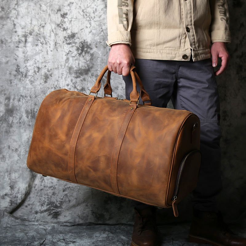 Sac Voyage Weekender Cuir Avec Compartiment À Chaussures